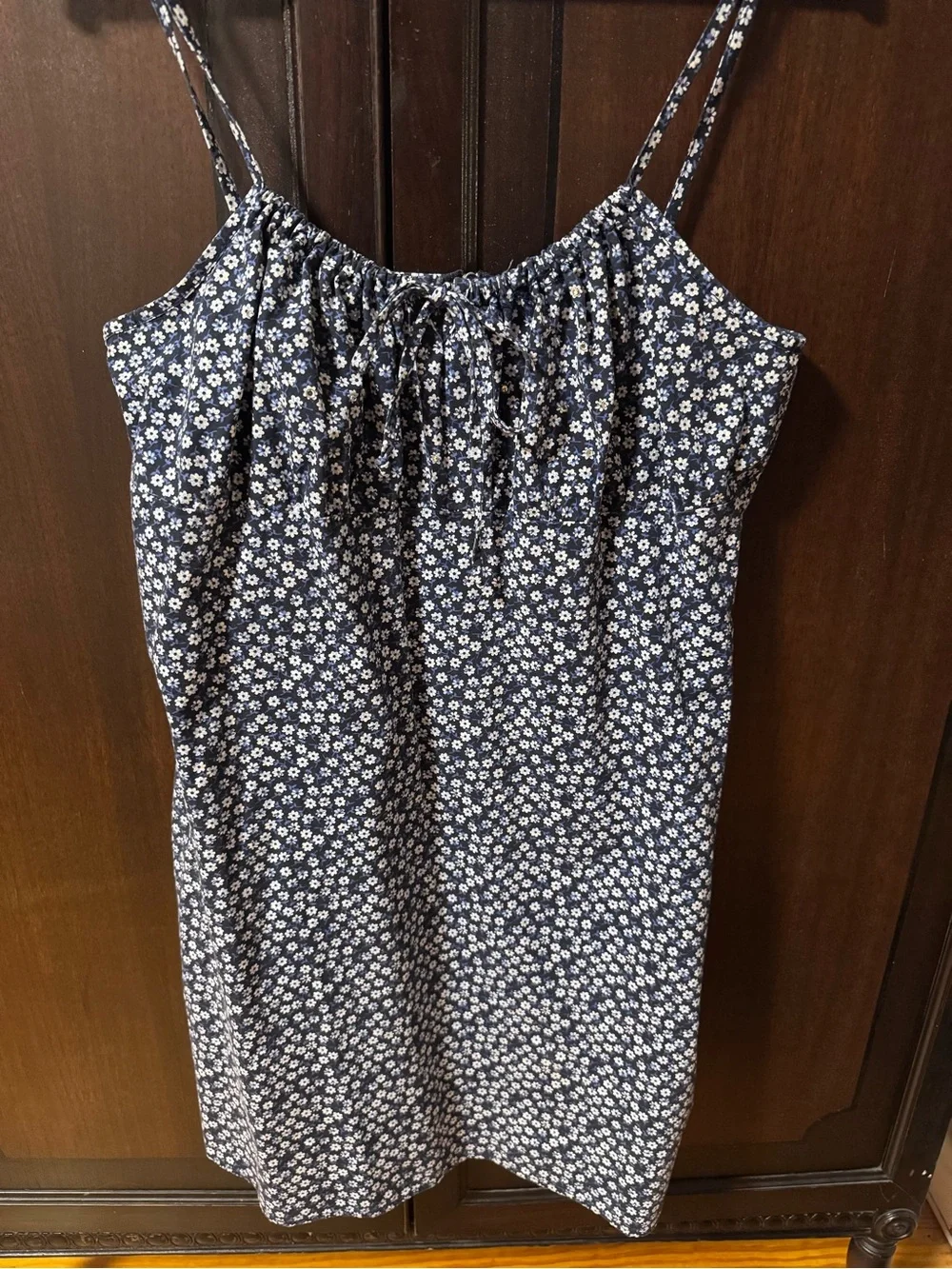 Navy Floral Spaghetti-Strap Mini Dress